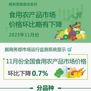 商务部 11月份食用农产品市场价格环比略有下降